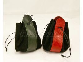 Bolsa pequeña medieval de piel. Limosnera 10x10cm