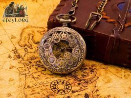 Reloj de bolsillo mecánico cuerda steampunk engranajes