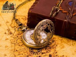 Reloj de bolsillo mecánico cuerda steampunk engranajes