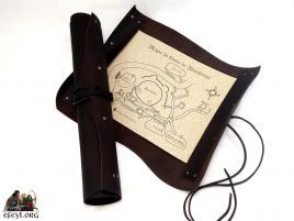 porta pergaminos piel funda cuero papel medieval rollo