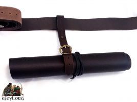 porta pergaminos piel funda cuero papel mapa medieval rollo