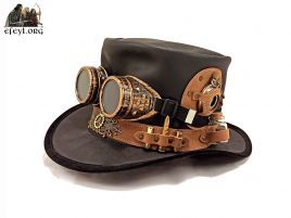 sombrero copa steampunk piel cuero