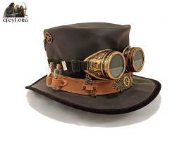 sombrero copa steampunk piel cuero