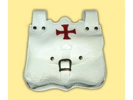 Bolsa de piel riñonera blanca diseño templario