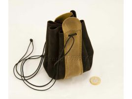 Bolsa pequeña medieval de piel. Limosnera 10x10cm