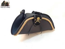 Sombrero pirata cuero decorado calavera