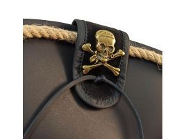 Sombrero pirata cuero decorado calavera