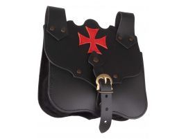 Bolsa de piel riñonera diseño templario