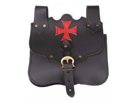 Bolsa de piel riñonera diseño templario