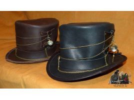 Sombrero de copa Steampunk de piel