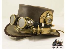 Sombrero de copa Steampunk de piel