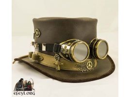 Sombrero de copa Steampunk de piel