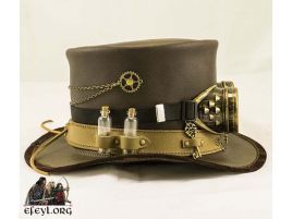 Sombrero de copa Steampunk de piel