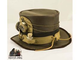 Sombrero de copa Steampunk de piel