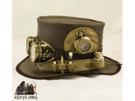 Sombrero de copa Steampunk de piel