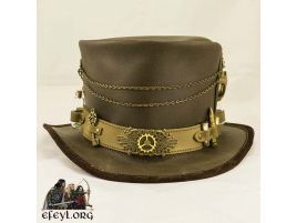 Sombrero de copa Steampunk de piel
