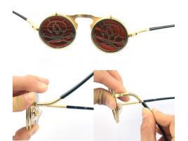 Gafas de sol retro steampunk redondas abatibles 1