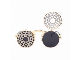 Gafas de sol retro steampunk redondas abatibles 1
