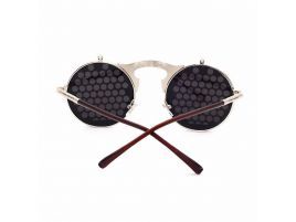 Gafas de sol retro steampunk redondas abatibles 1