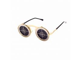 Gafas de sol retro steampunk redondas abatibles 2