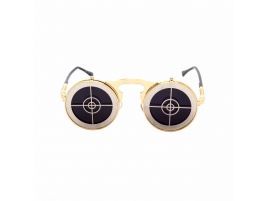 Gafas de sol retro steampunk redondas abatibles 2
